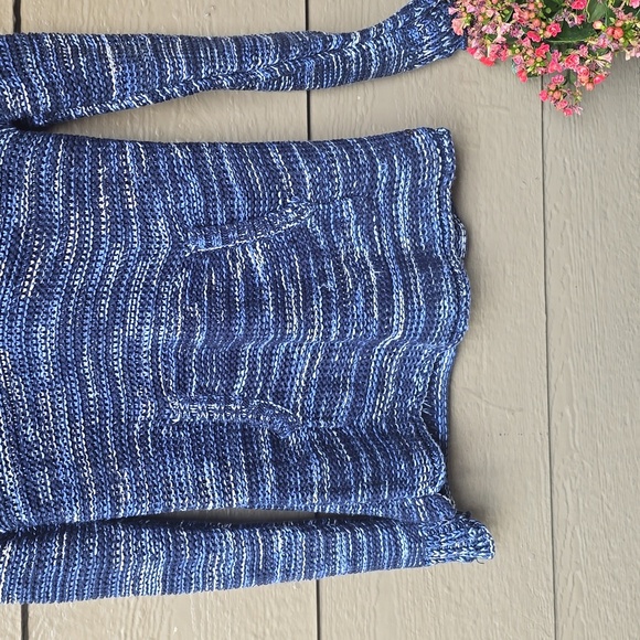 Eddie Bauer Space Die Blue Hooded Tunic Sweater Hoodie Small - Picture 3 of 10